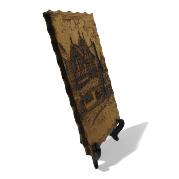 WOODBURNED Pyrography Werner Van Helden BACHARACH Germany 1978 Vintage 12" - Picture 3 of 10